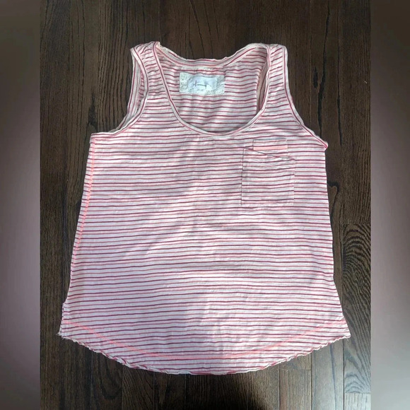 Anthropologie Tops - Anthropologie Women’s S Hot Pink/Pink/Beige Striped Sleeveless Cotton Tank-VGUC!